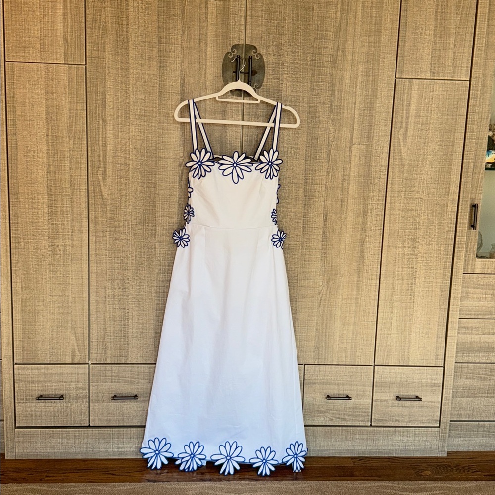 Commense Semi-Sheer Floral Embroidery Back Bow Maxi Dress - Picture 10 of 17